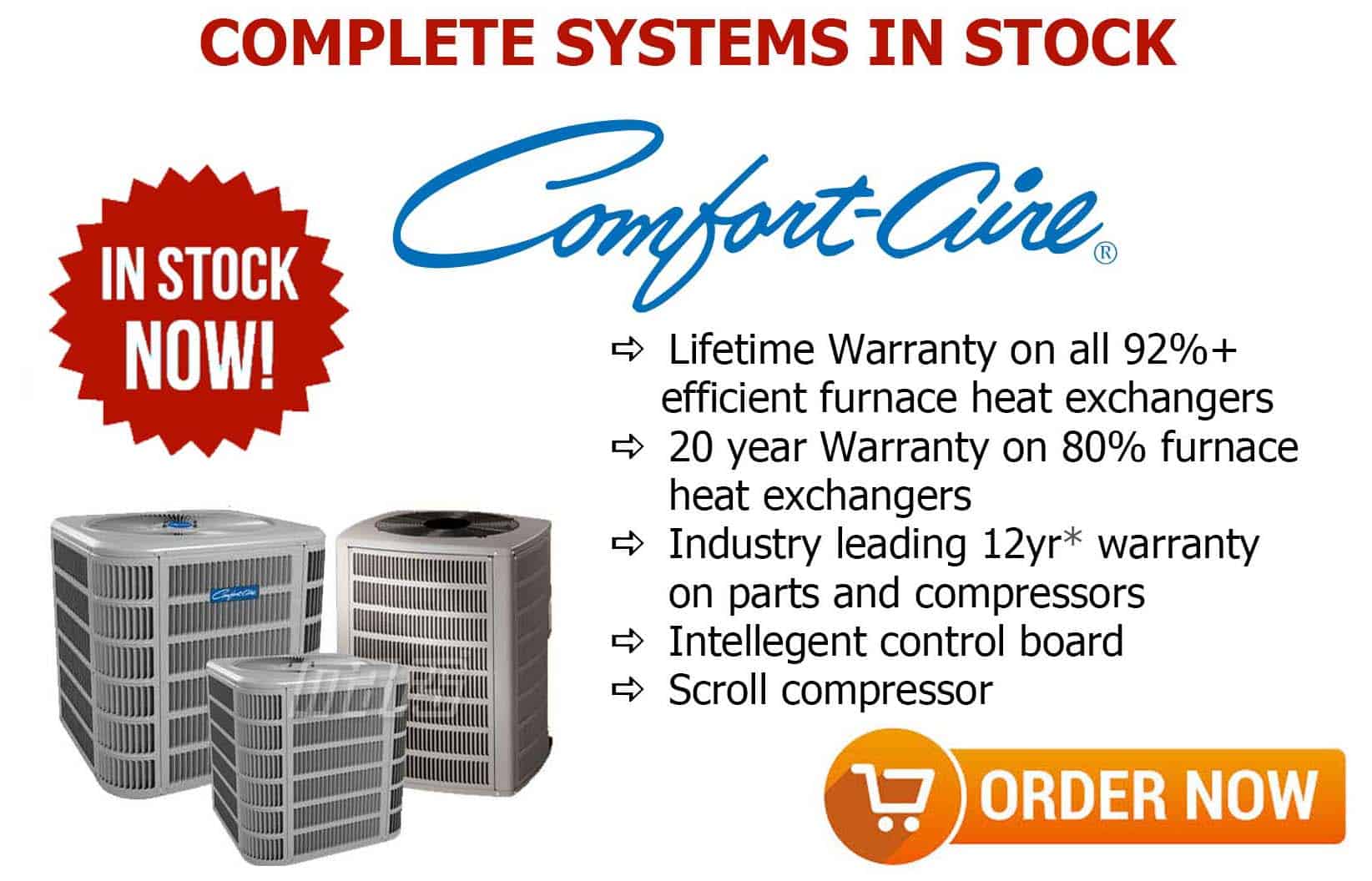 Comfort Aire HVAC in stock